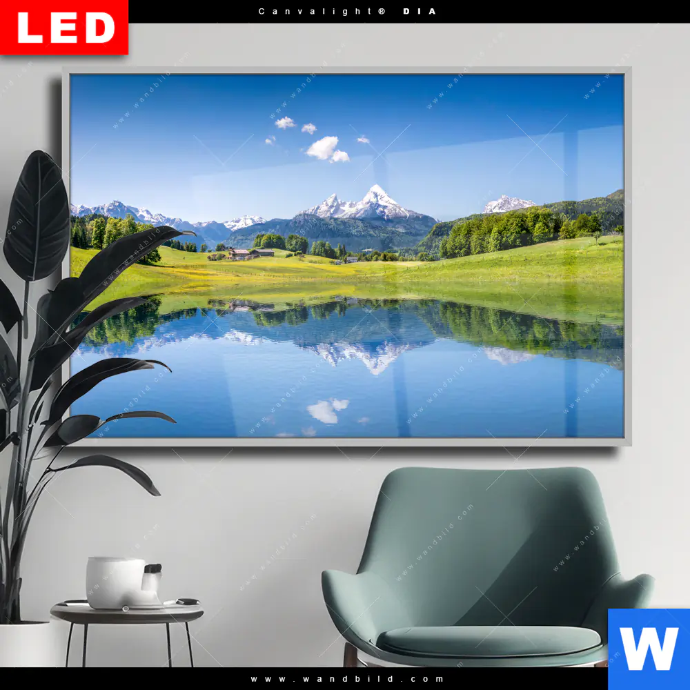 Wechselmotiv Acrylglas Canvalight® DIA | Sommerlandschaft in den Alpen | Querformat