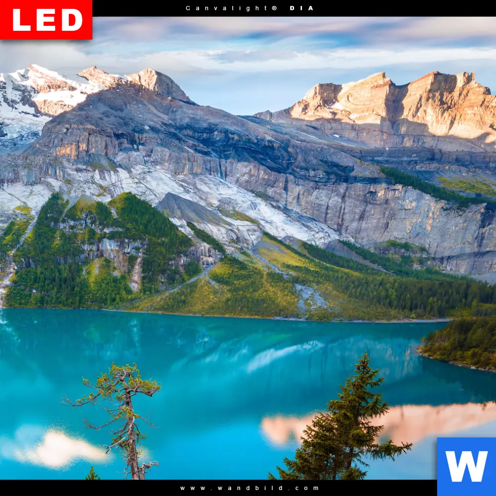 Wechselmotiv Acrylglas Canvalight® DIA | Sommermorgen am Bergsee | Querformat - Image 4