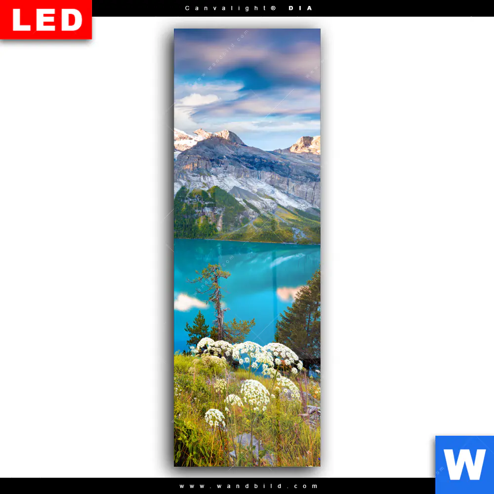 Wechselmotiv Acrylglas Canvalight® DIA | Sommermorgen am Bergsee | Schmal - Image 2