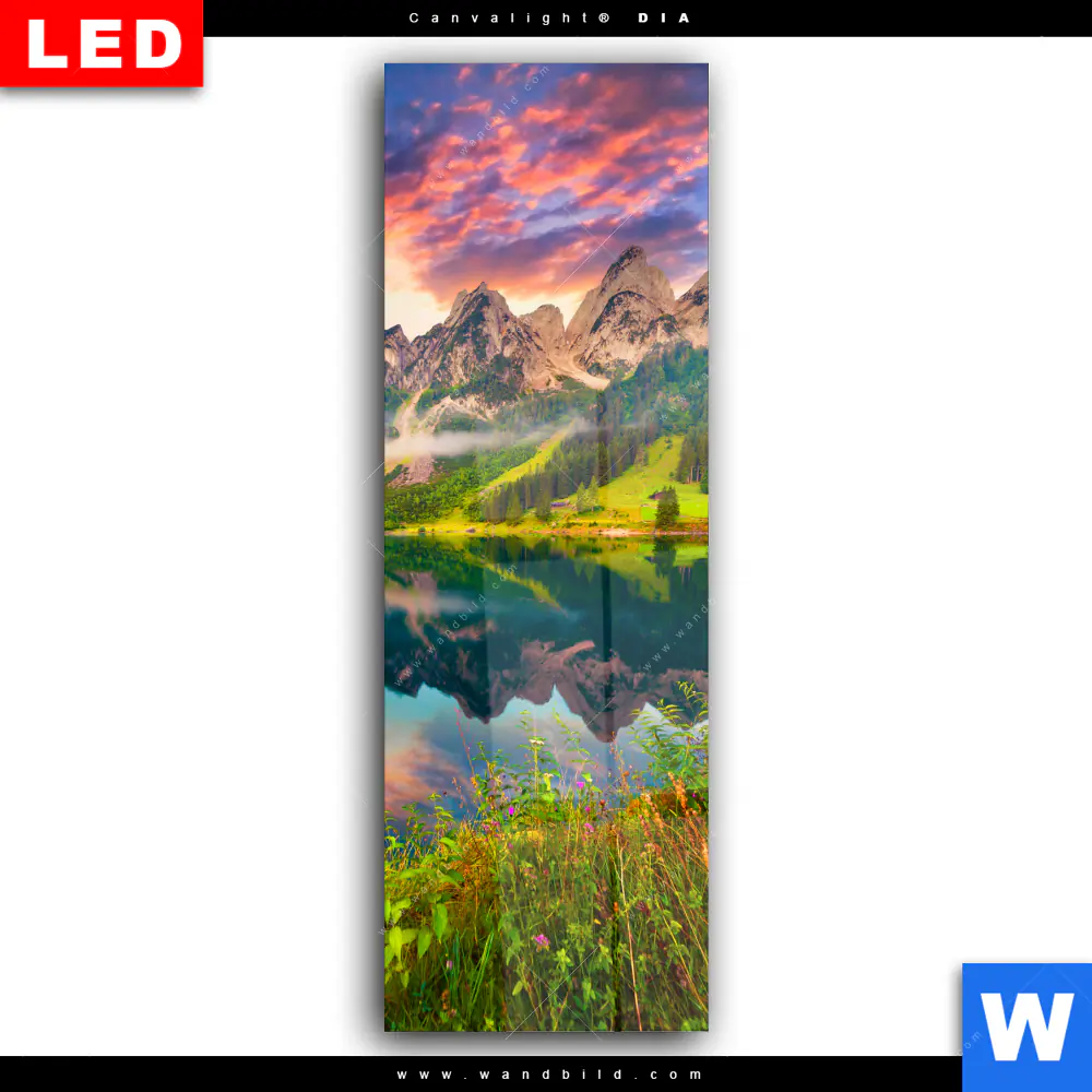 Wechselmotiv Acrylglas Canvalight® DIA | Sonnenaufgang am Bergsee | Schmal - Image 2