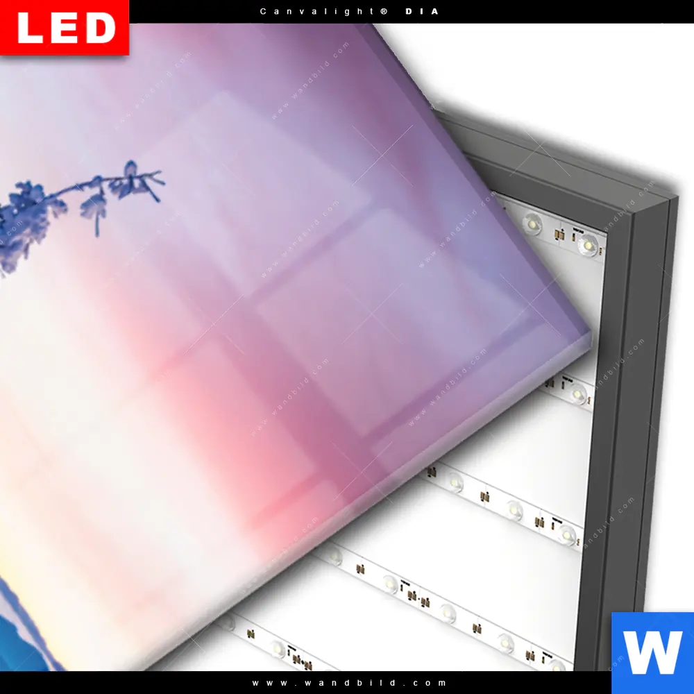 Wechselmotiv Acrylglas Canvalight® DIA | Sonnenaufgang im Schnee | Schmal - Image 3