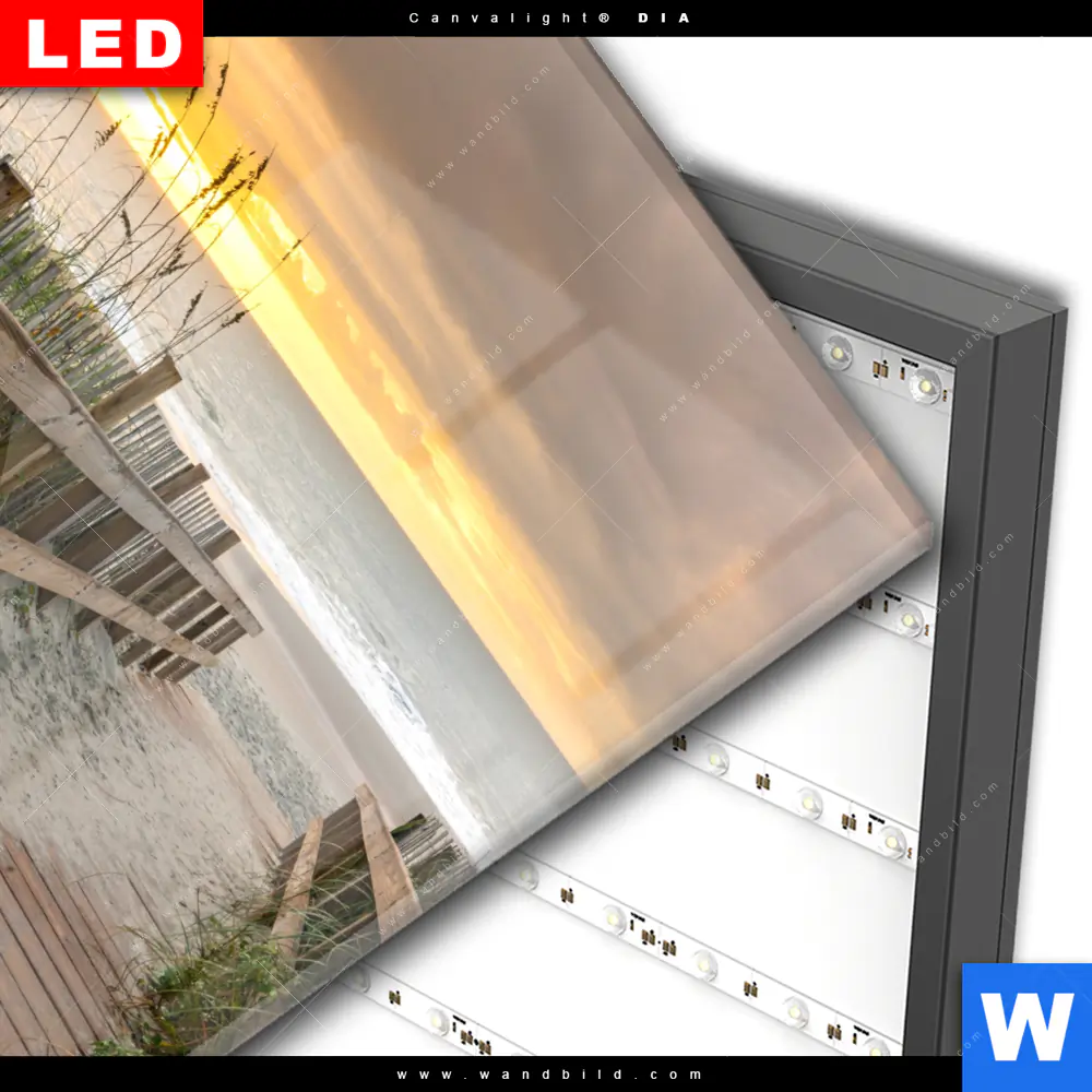 Wechselmotiv Acrylglas Canvalight® DIA | Sonnenuntergang am Strandweg | Quadrat - Image 3