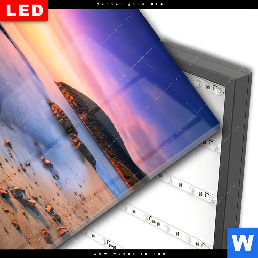 Wechselmotiv Acrylglas Canvalight® DIA | Sonnenuntergang in Bucht | Quadrat - Image 3
