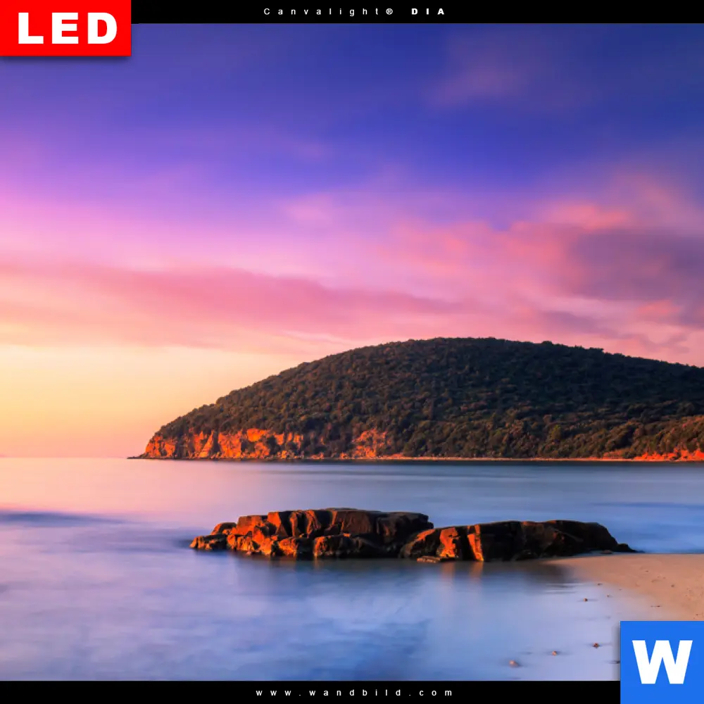 Wechselmotiv Acrylglas Canvalight® DIA | Sonnenuntergang in Bucht | Quadrat - Image 4