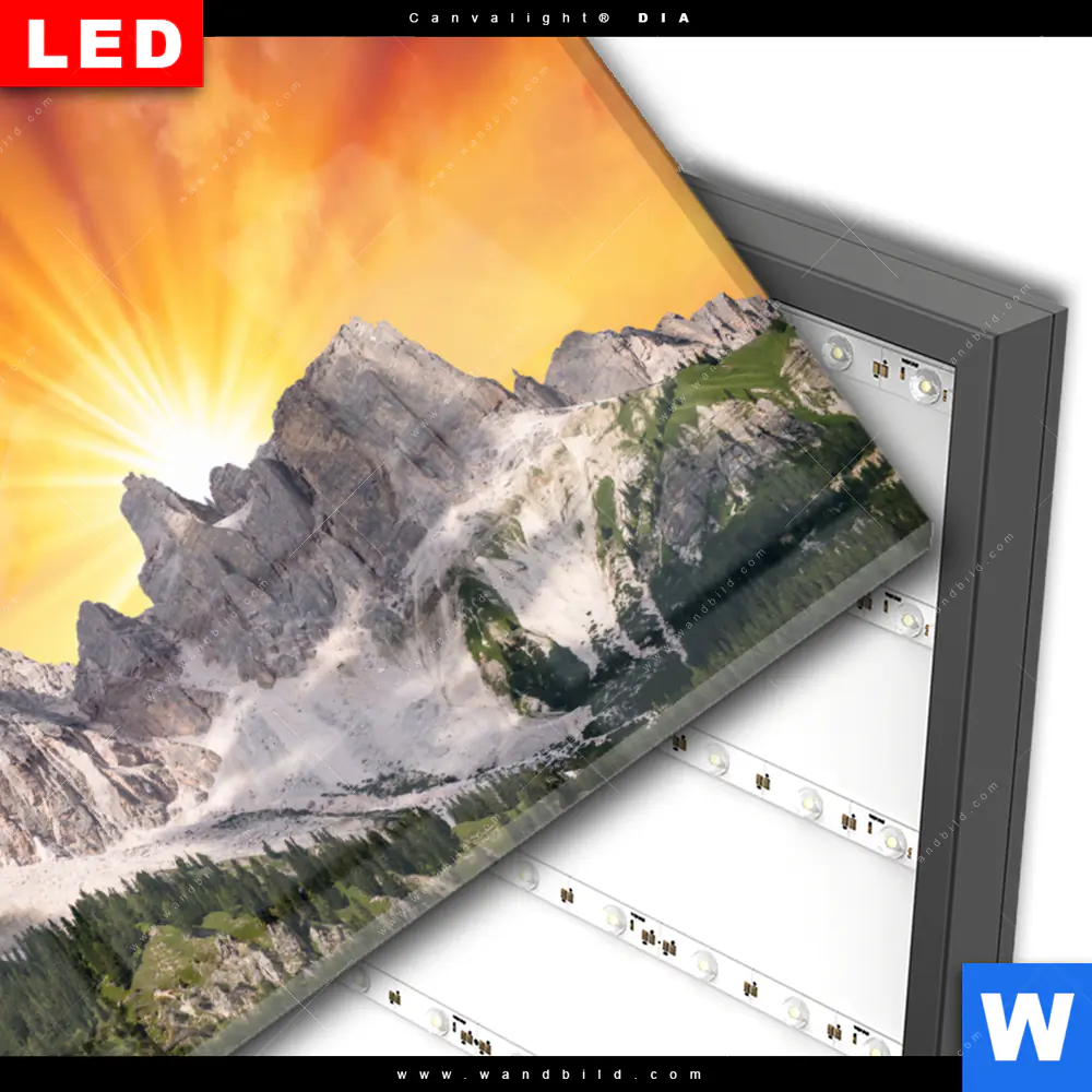 Wechselmotiv Acrylglas Canvalight® DIA | Sonnenuntergang in den Bergen | Querformat - Image 3