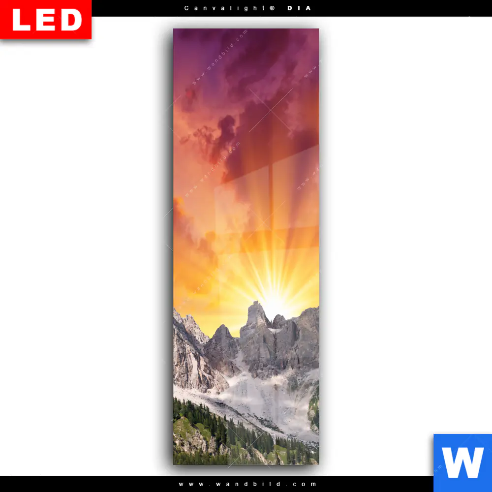 Wechselmotiv Acrylglas Canvalight® DIA | Sonnenuntergang in den Bergen | Schmal - Image 2