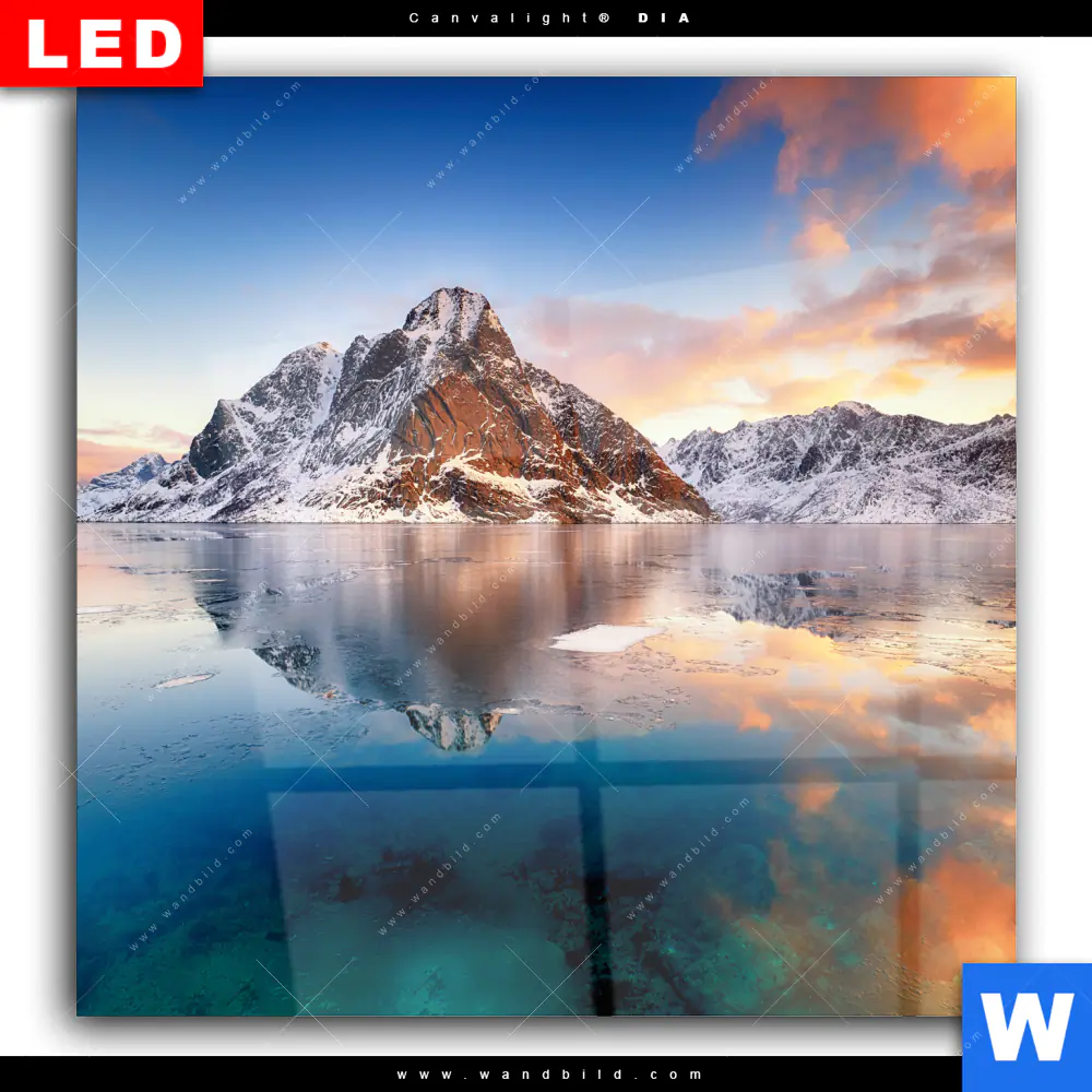 Wechselmotiv Acrylglas Canvalight® DIA | Sonnenuntergang Norwegen | Quadrat - Image 2