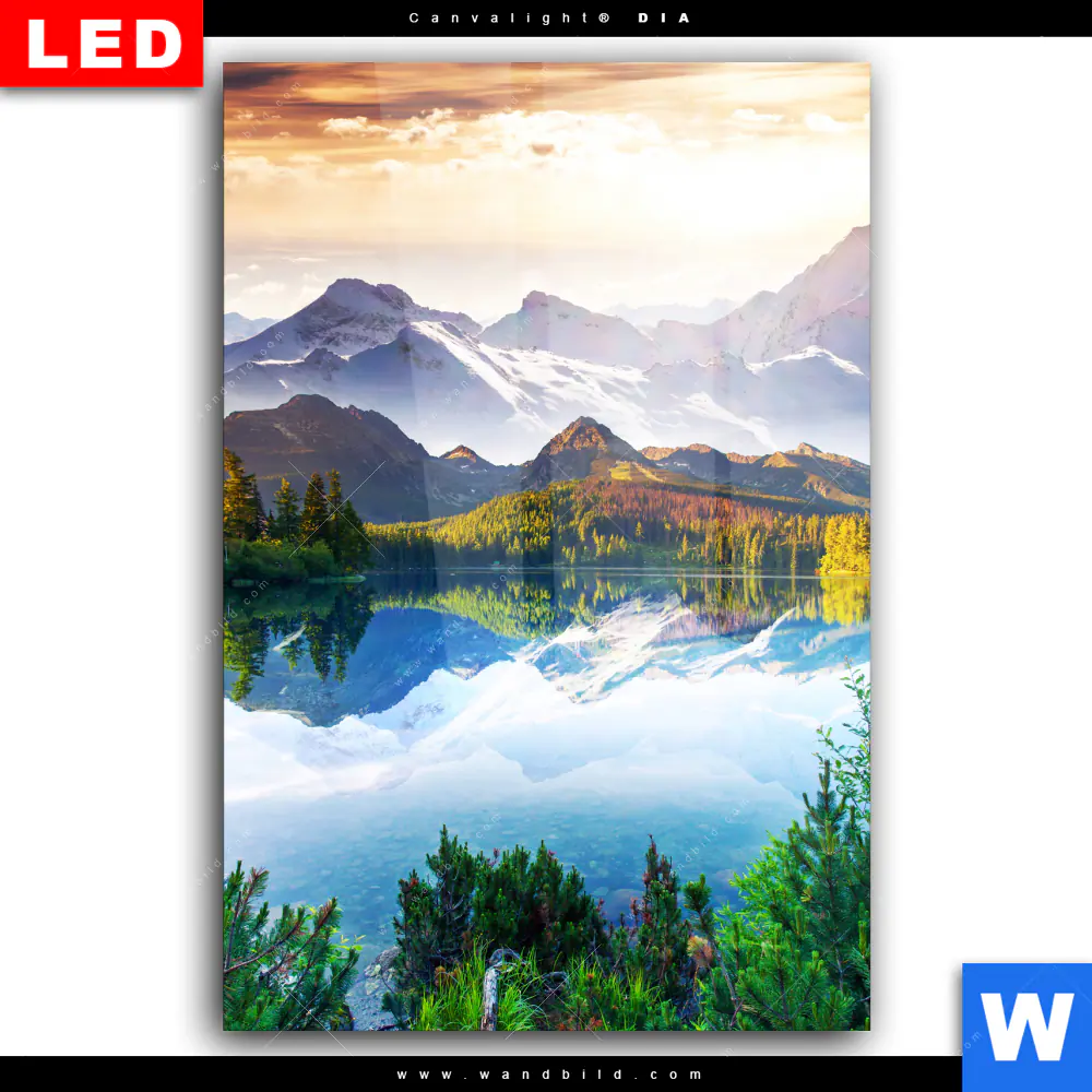 Wechselmotiv Acrylglas Canvalight® DIA | Sonniger Tag am Bergsee | Hochformat - Image 2