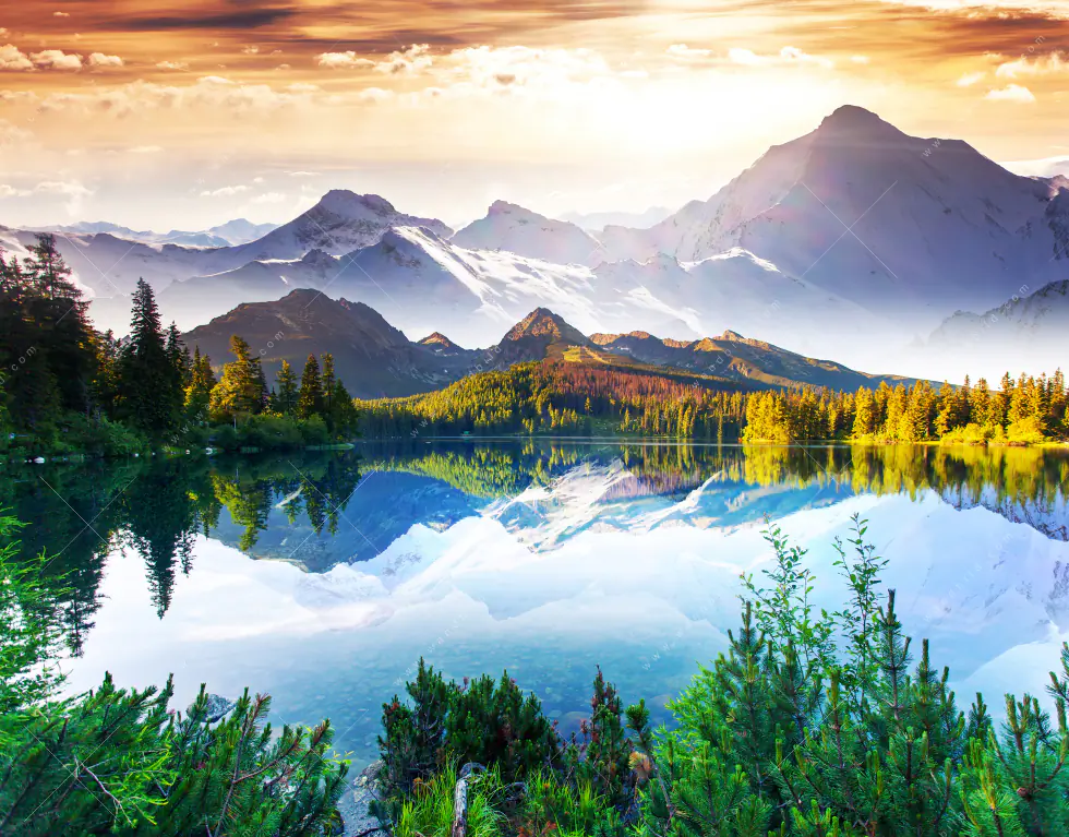 Wechselmotiv Acrylglas Canvalight® DIA | Sonniger Tag am Bergsee | Panorama - Image 5