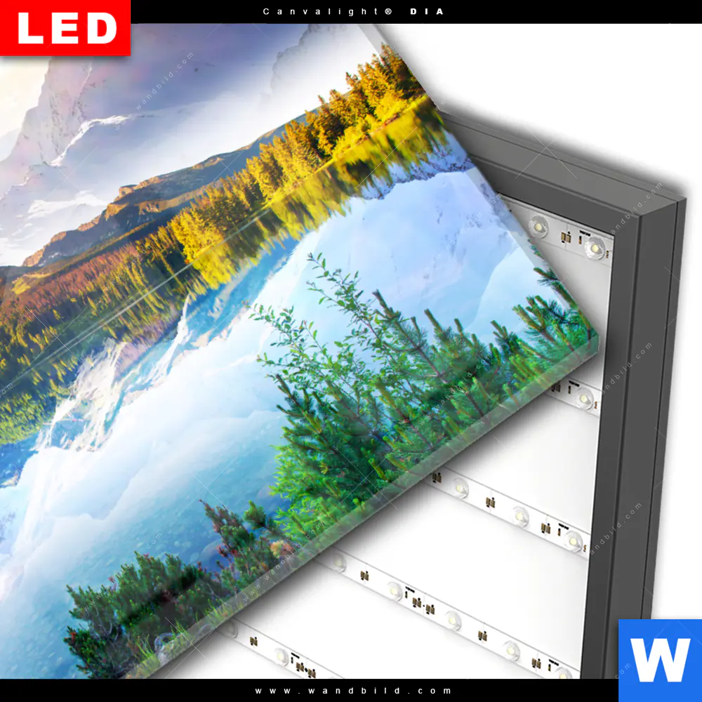 Wechselmotiv Acrylglas Canvalight® DIA | Sonniger Tag am Bergsee | Querformat - Image 3