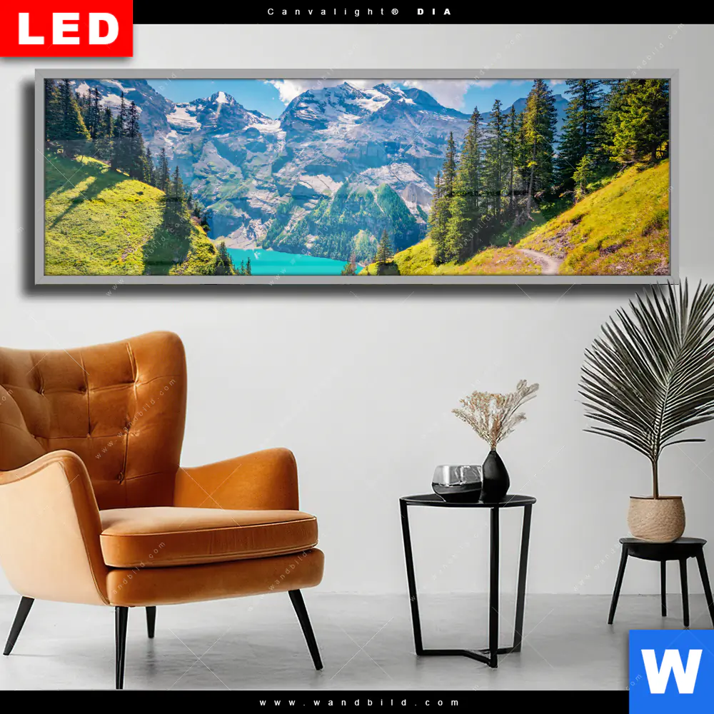 Wechselmotiv Acrylglas Canvalight® DIA | Sonniger Tag am Gletscher | Panorama