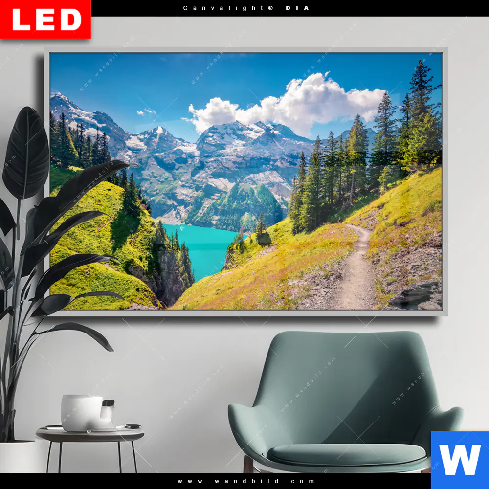 Wechselmotiv Acrylglas Canvalight® DIA | Sonniger Tag am Gletscher | Querformat