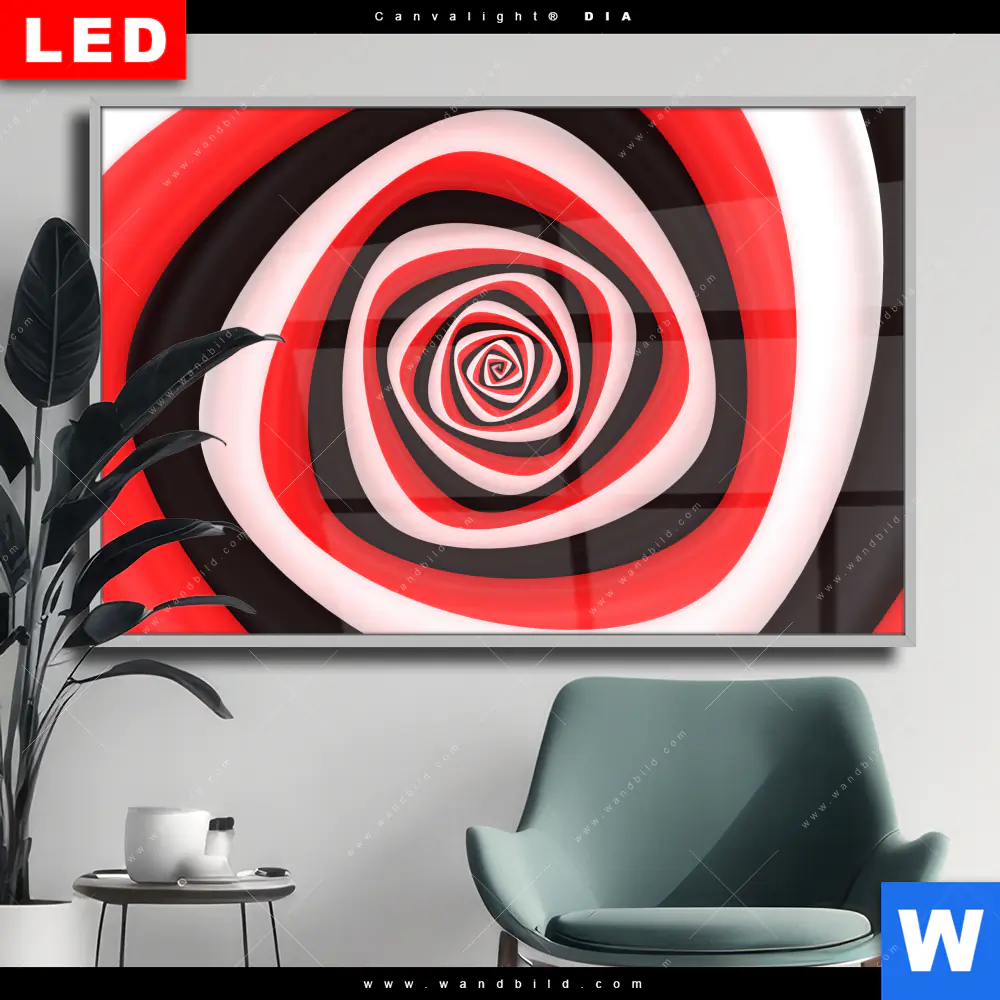 Wechselmotiv Acrylglas Canvalight® DIA | Spirale in rot weiß schwarz | Querformat