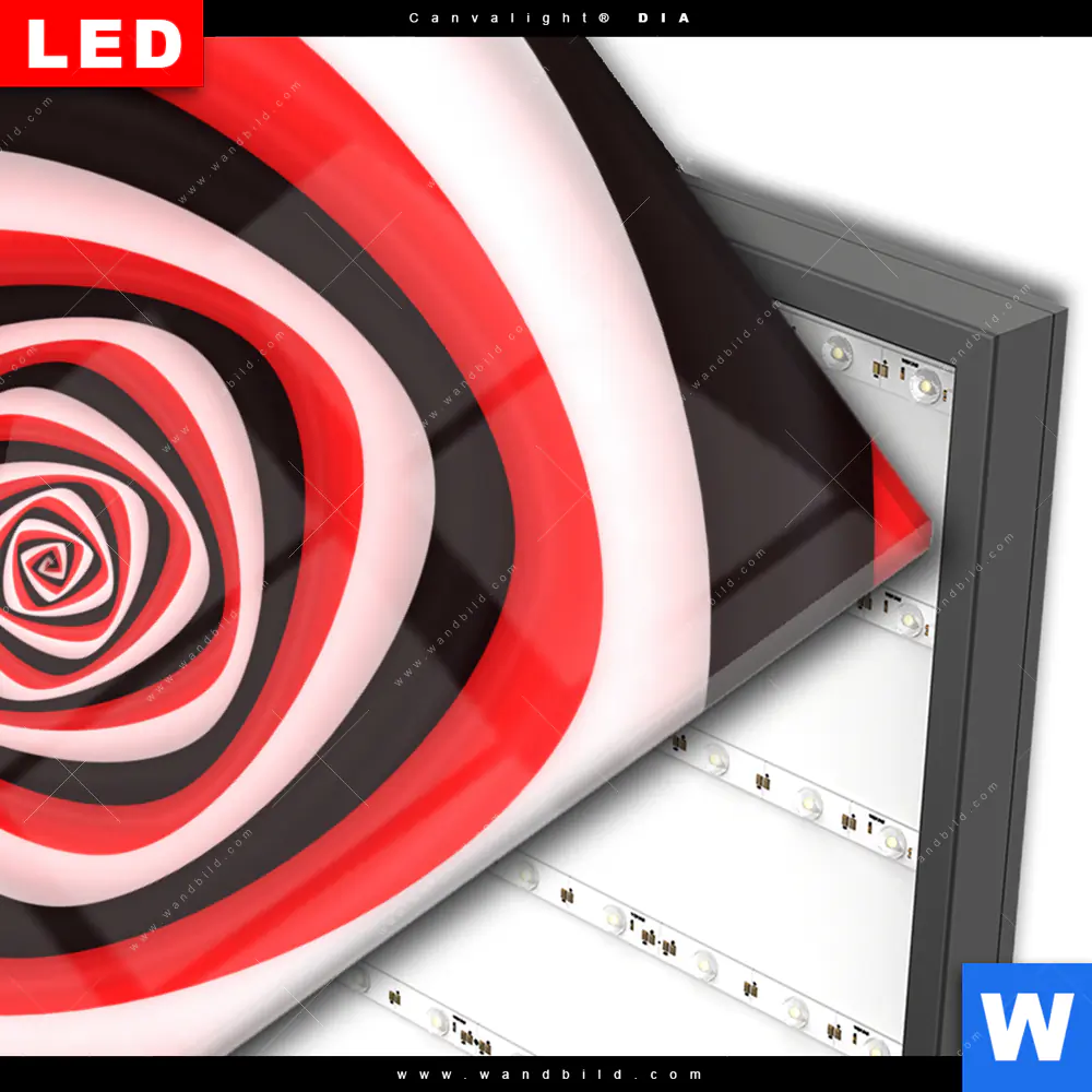 Wechselmotiv Acrylglas Canvalight® DIA | Spirale in rot weiß schwarz | Querformat - Image 3