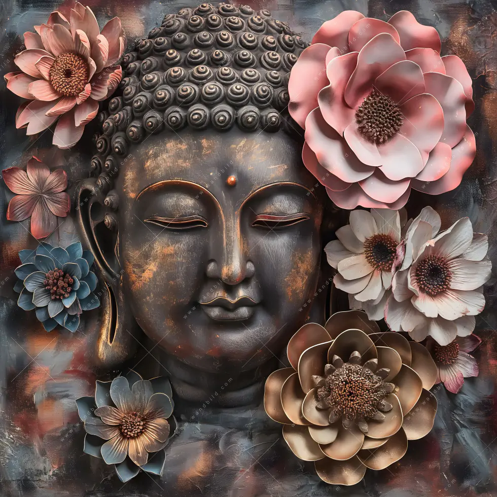 Wechselmotiv Acrylglas Canvalight® DIA | Spiritueller Buddha und Blumen | Quadrat - Image 5