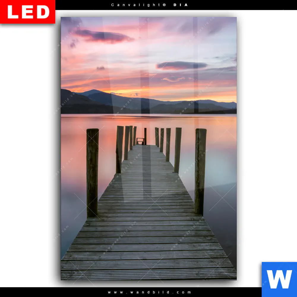 Wechselmotiv Acrylglas Canvalight® DIA | Steg in den Sonnenuntergang | Hochformat - Image 2