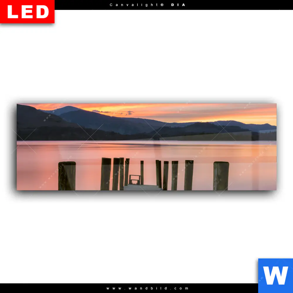 Wechselmotiv Acrylglas Canvalight® DIA | Steg in den Sonnenuntergang | Panorama - Image 2