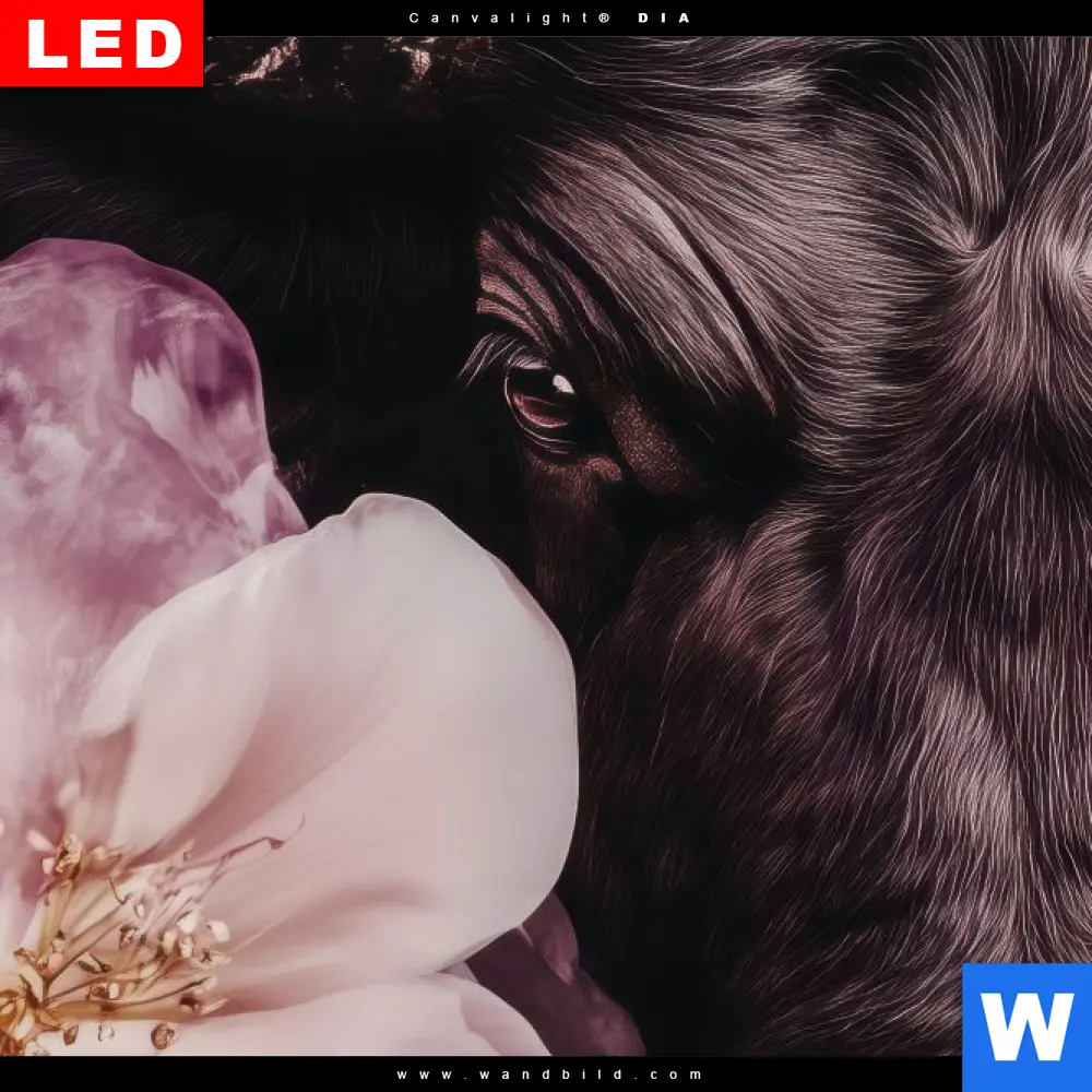 Wechselmotiv Acrylglas Canvalight® DIA | Stier mit Blumen | Querformat - Image 4