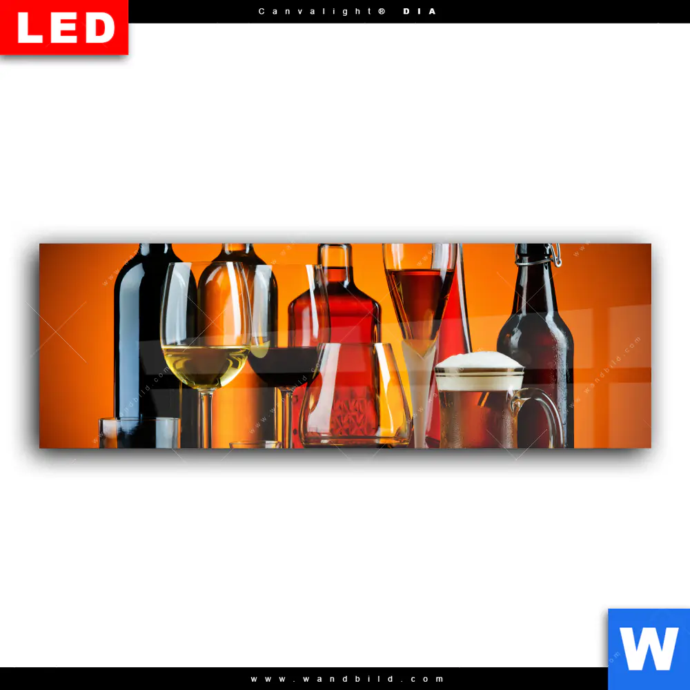 Wechselmotiv Acrylglas Canvalight® DIA | Stillleben Flaschen Gläser | Panorama - Image 2