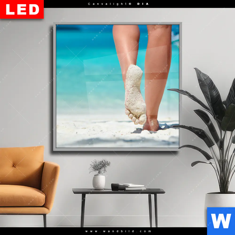 Wechselmotiv Acrylglas Canvalight® DIA | Strandspaziergang | Quadrat