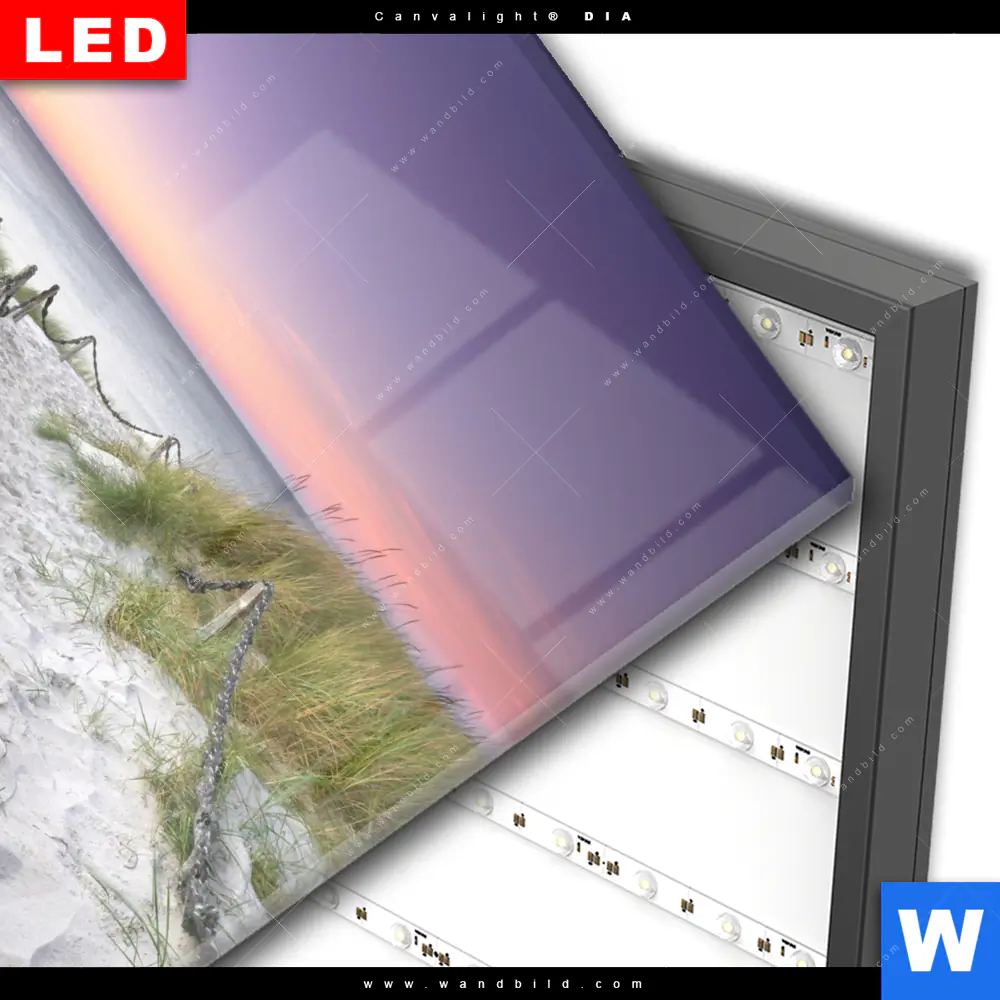 Wechselmotiv Acrylglas Canvalight® DIA | Strandweg im Sonnenuntergang | Quadrat - Image 3