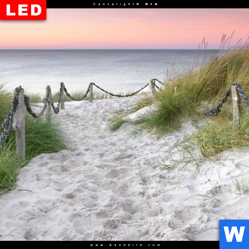 Wechselmotiv Acrylglas Canvalight® DIA | Strandweg im Sonnenuntergang | Quadrat - Image 4