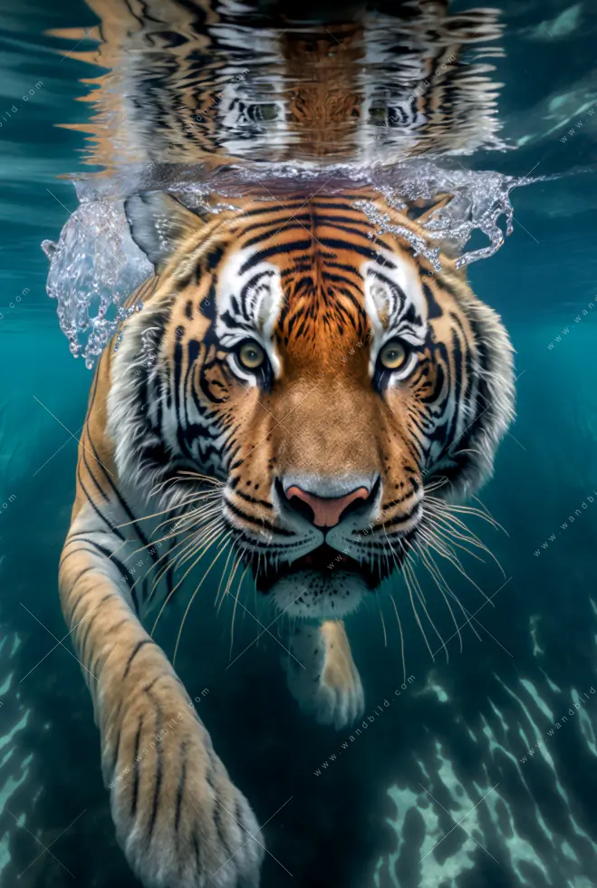 Wechselmotiv Acrylglas Canvalight® DIA | Tauchender Tiger | Hochformat - Image 5