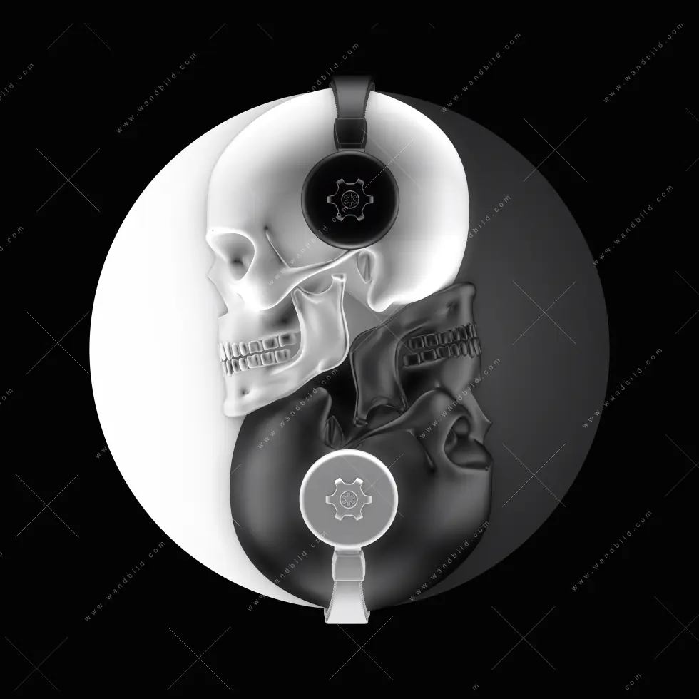 Wechselmotiv Acrylglas Canvalight® DIA | Totenkopf Yin Yang | Hochformat - Image 5