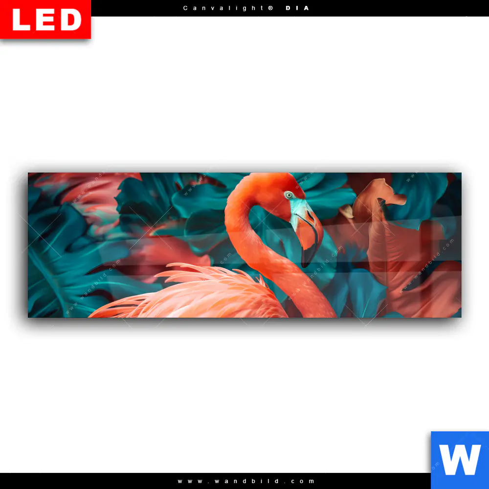 Wechselmotiv Acrylglas Canvalight® DIA | Tropischer Flamingo Traum | Panorama - Image 2