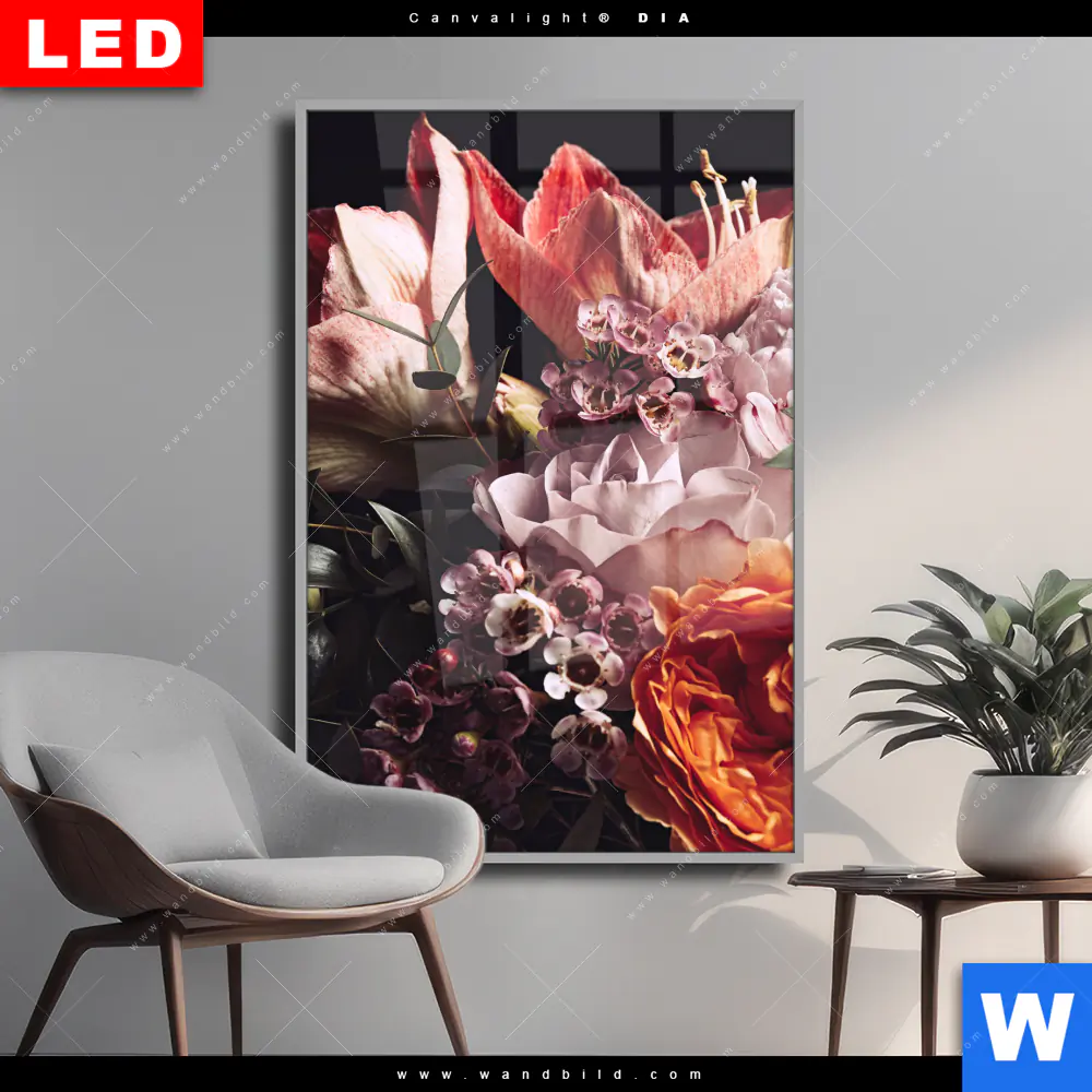 Wechselmotiv Acrylglas Canvalight® DIA | Vintage Blumenstrauß | Hochformat