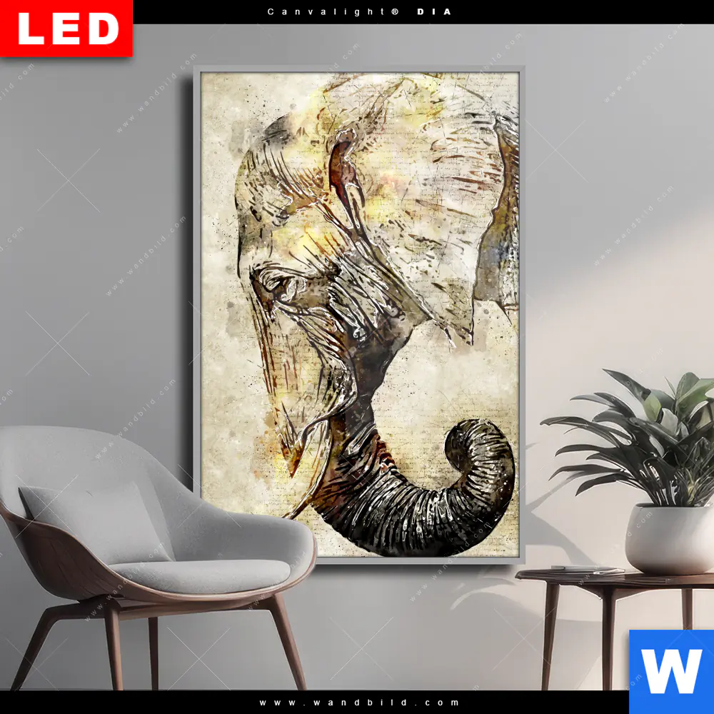 Wechselmotiv Acrylglas Canvalight® DIA | Vintage Elefant | Hochformat