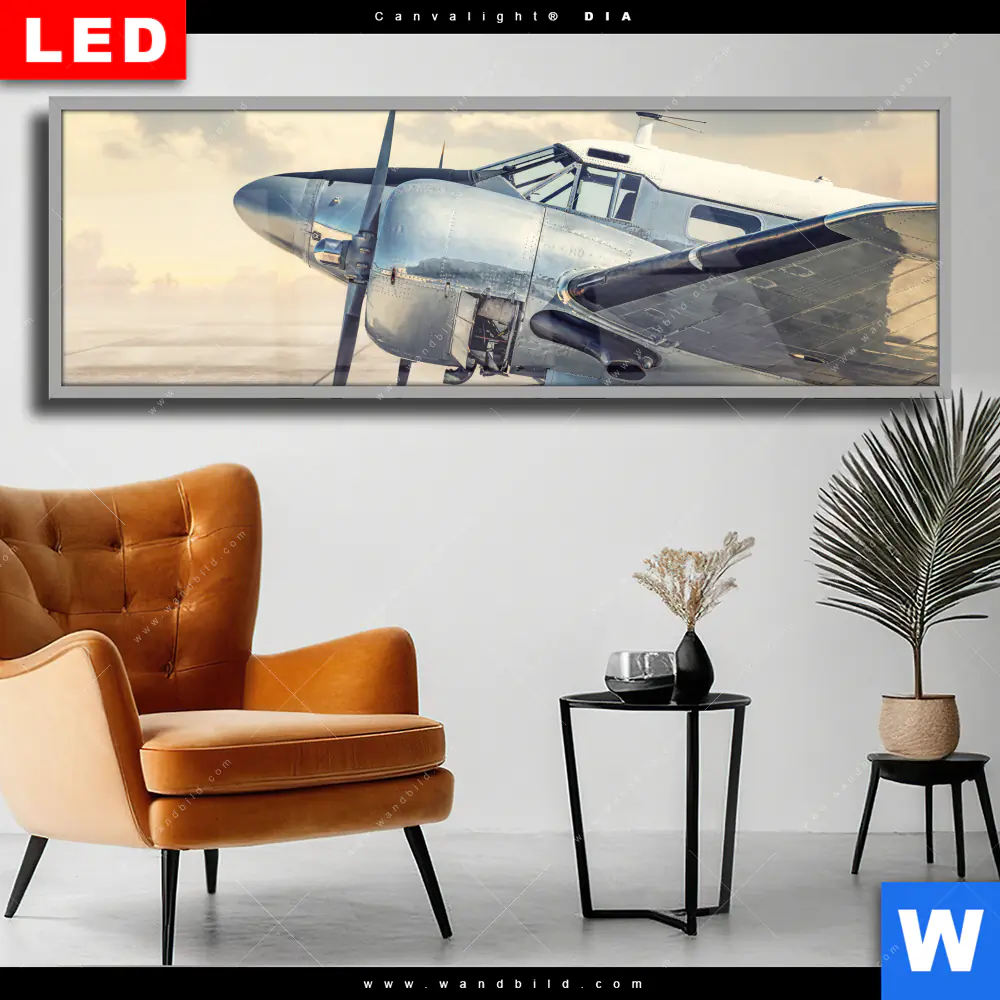 Wechselmotiv Acrylglas Canvalight® DIA | Vintage Flugzeug | Panorama