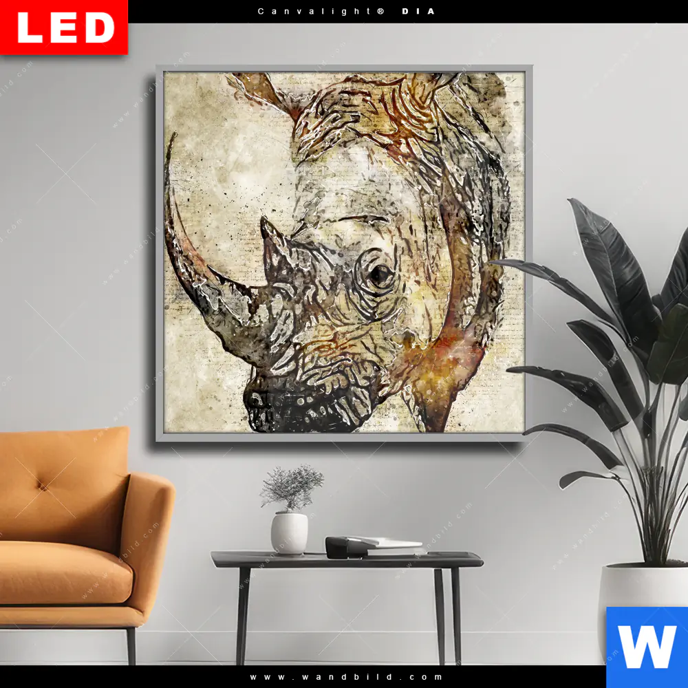 Wechselmotiv Acrylglas Canvalight® DIA | Vintage Nashorn | Quadrat