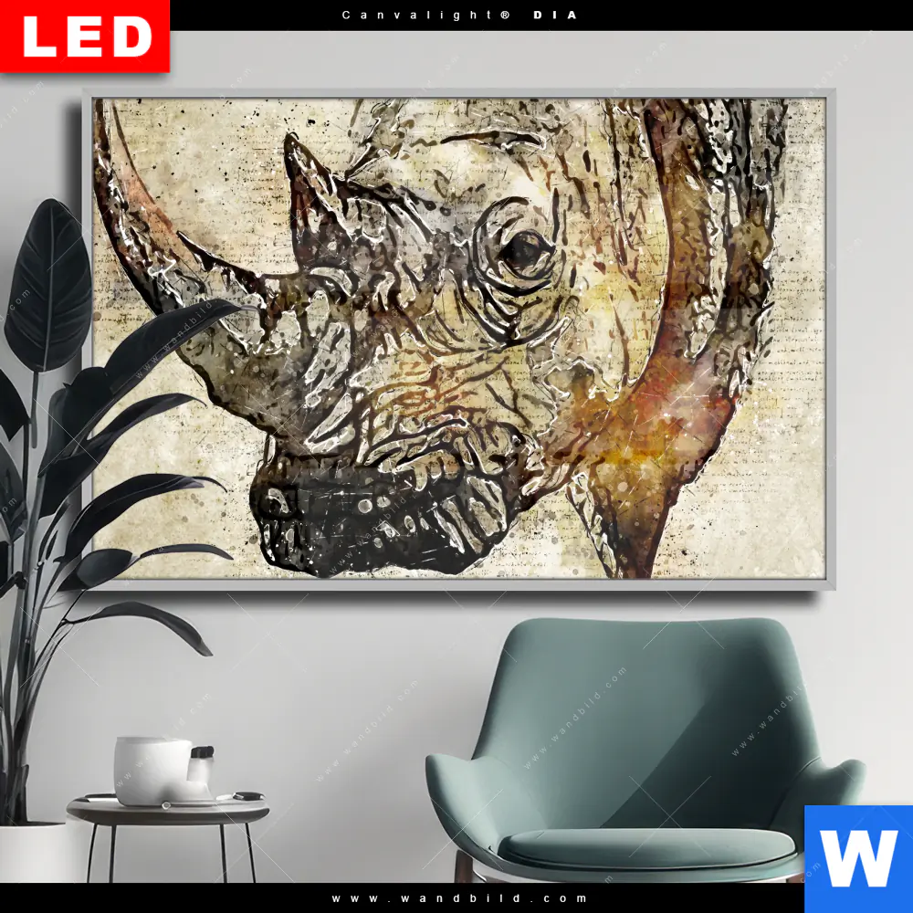 Wechselmotiv Acrylglas Canvalight® DIA | Vintage Nashorn | Querformat