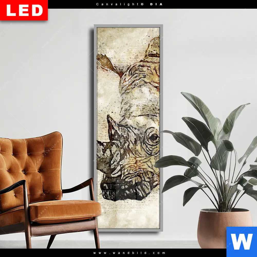 Wechselmotiv Acrylglas Canvalight® DIA | Vintage Nashorn | Schmal