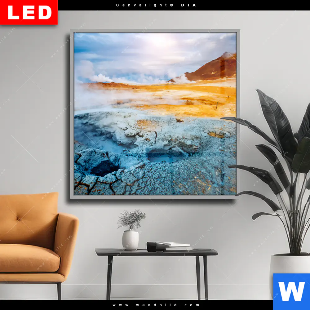 Wechselmotiv Acrylglas Canvalight® DIA | Vulkan Island | Quadrat