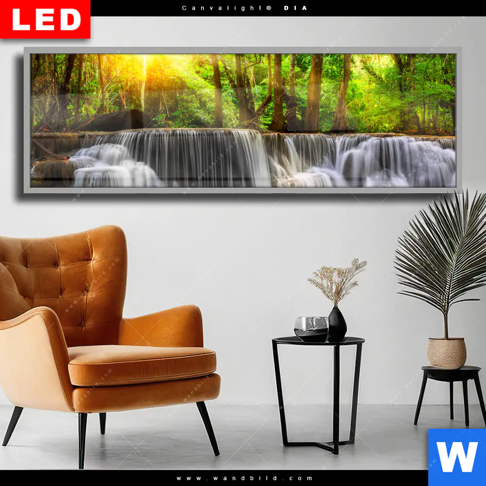 Wechselmotiv Acrylglas Canvalight® DIA | Wald & Wasserfall No. 2 | Panorama