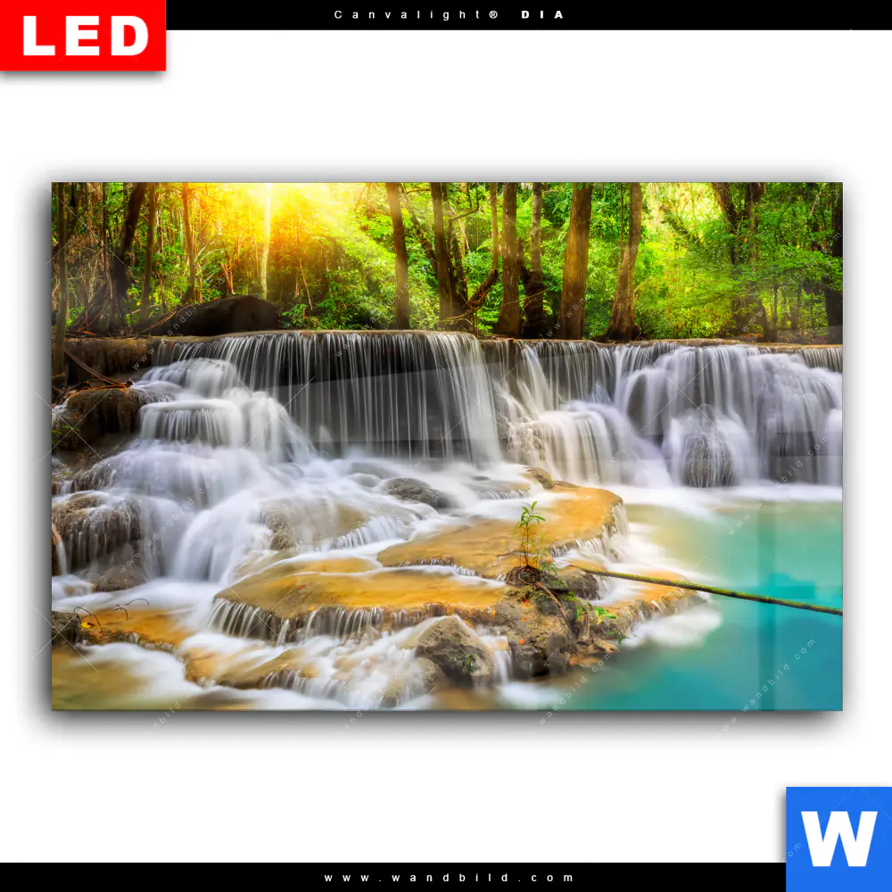 Wechselmotiv Acrylglas Canvalight® DIA | Wald & Wasserfall No. 2 | Querformat - Image 2