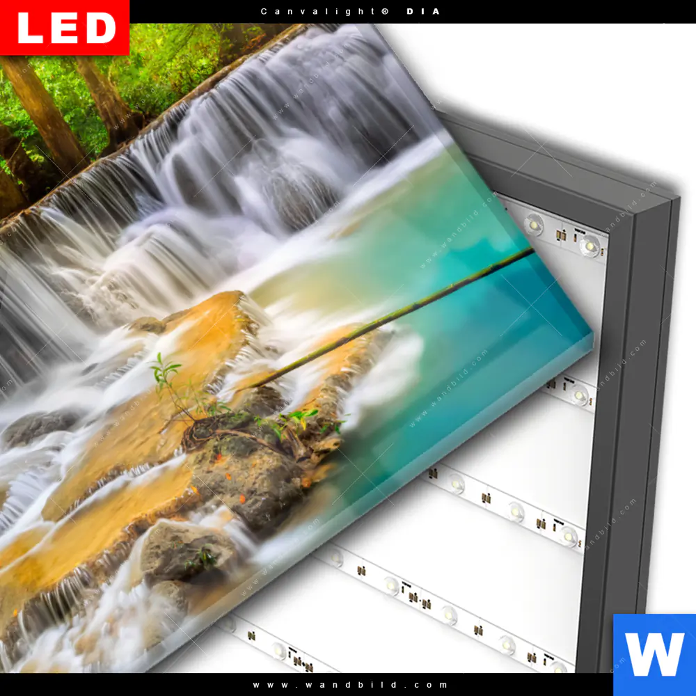Wechselmotiv Acrylglas Canvalight® DIA | Wald & Wasserfall No. 2 | Querformat - Image 3