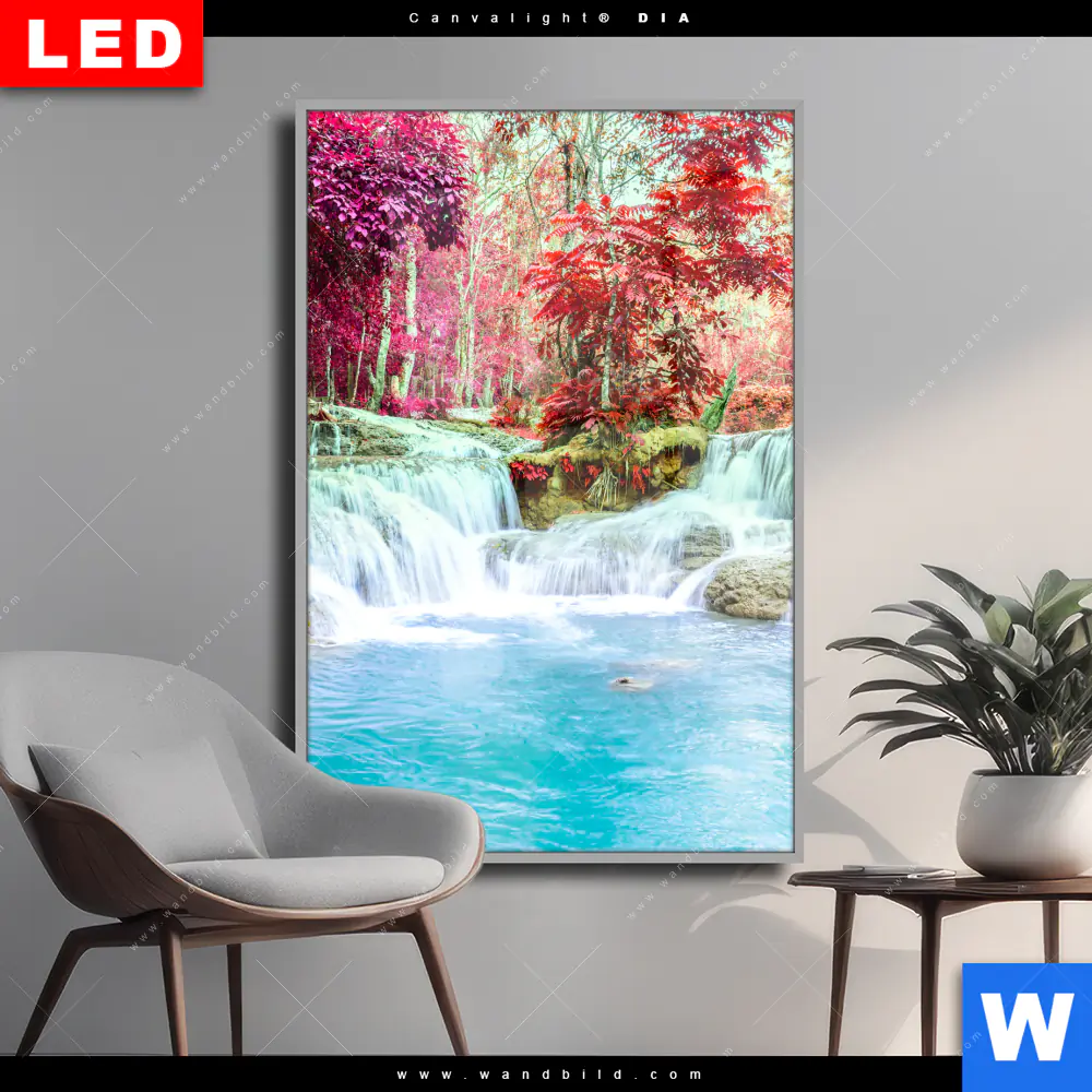 Wechselmotiv Acrylglas Canvalight® DIA | Wald & Wasserfall No. 3 | Hochformat