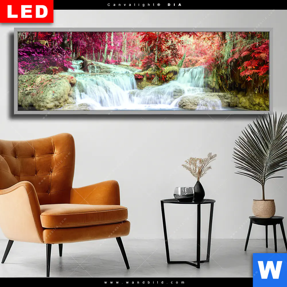 Wechselmotiv Acrylglas Canvalight® DIA | Wald & Wasserfall No. 3 | Panorama