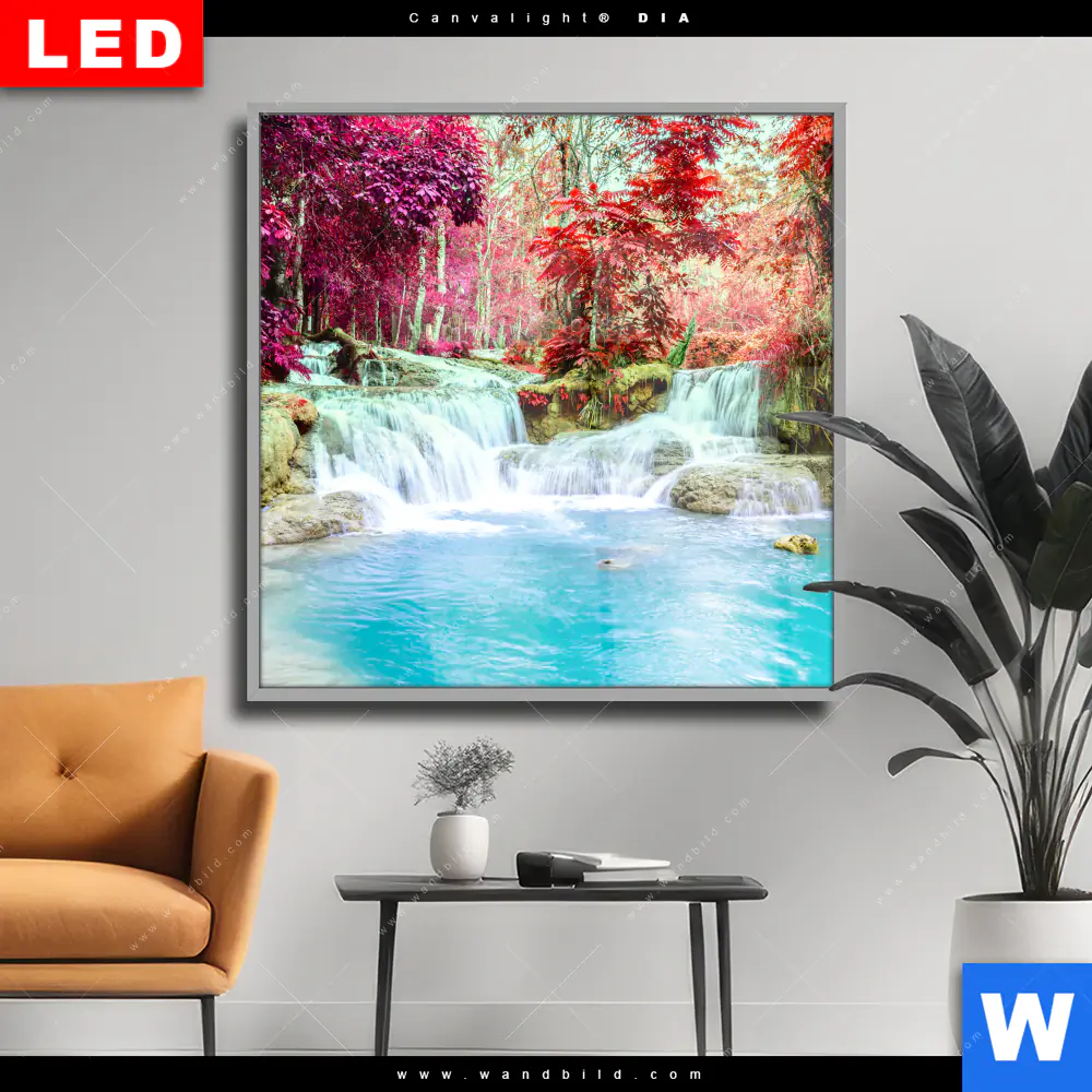 Wechselmotiv Acrylglas Canvalight® DIA | Wald & Wasserfall No. 3 | Quadrat