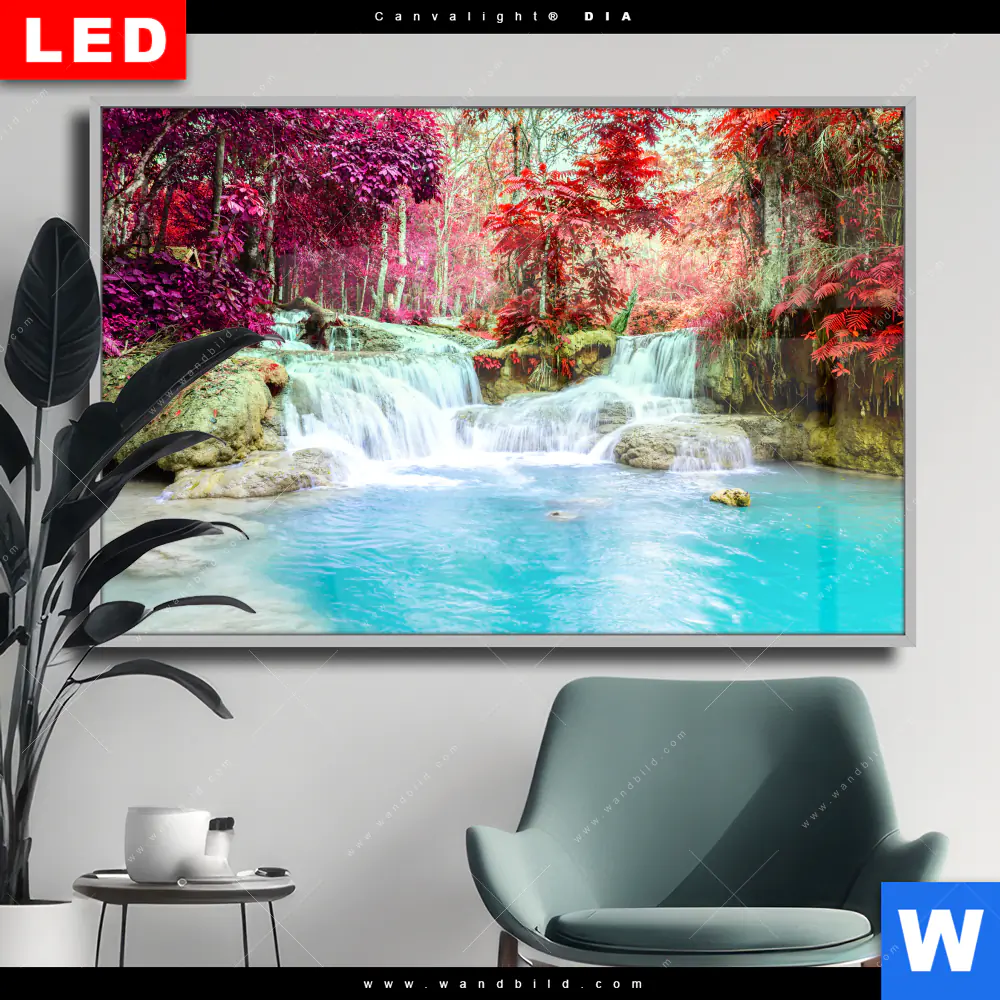 Wechselmotiv Acrylglas Canvalight® DIA | Wald & Wasserfall No. 3 | Querformat