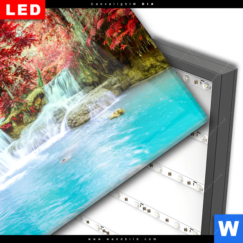 Wechselmotiv Acrylglas Canvalight® DIA | Wald & Wasserfall No. 3 | Querformat - Image 3
