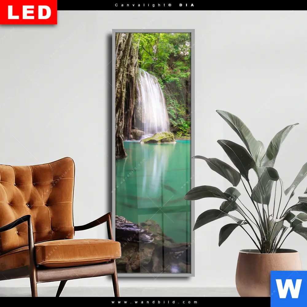 Wechselmotiv Acrylglas Canvalight® DIA | Wald & Wasserfall No. 4 | Schmal