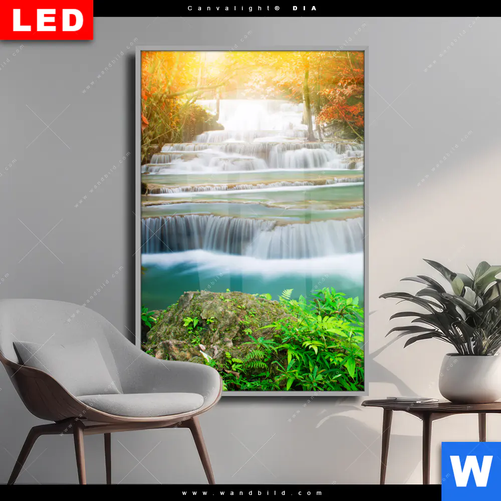 Wechselmotiv Acrylglas Canvalight® DIA | Wald & Wasserfall No. 5 | Hochformat