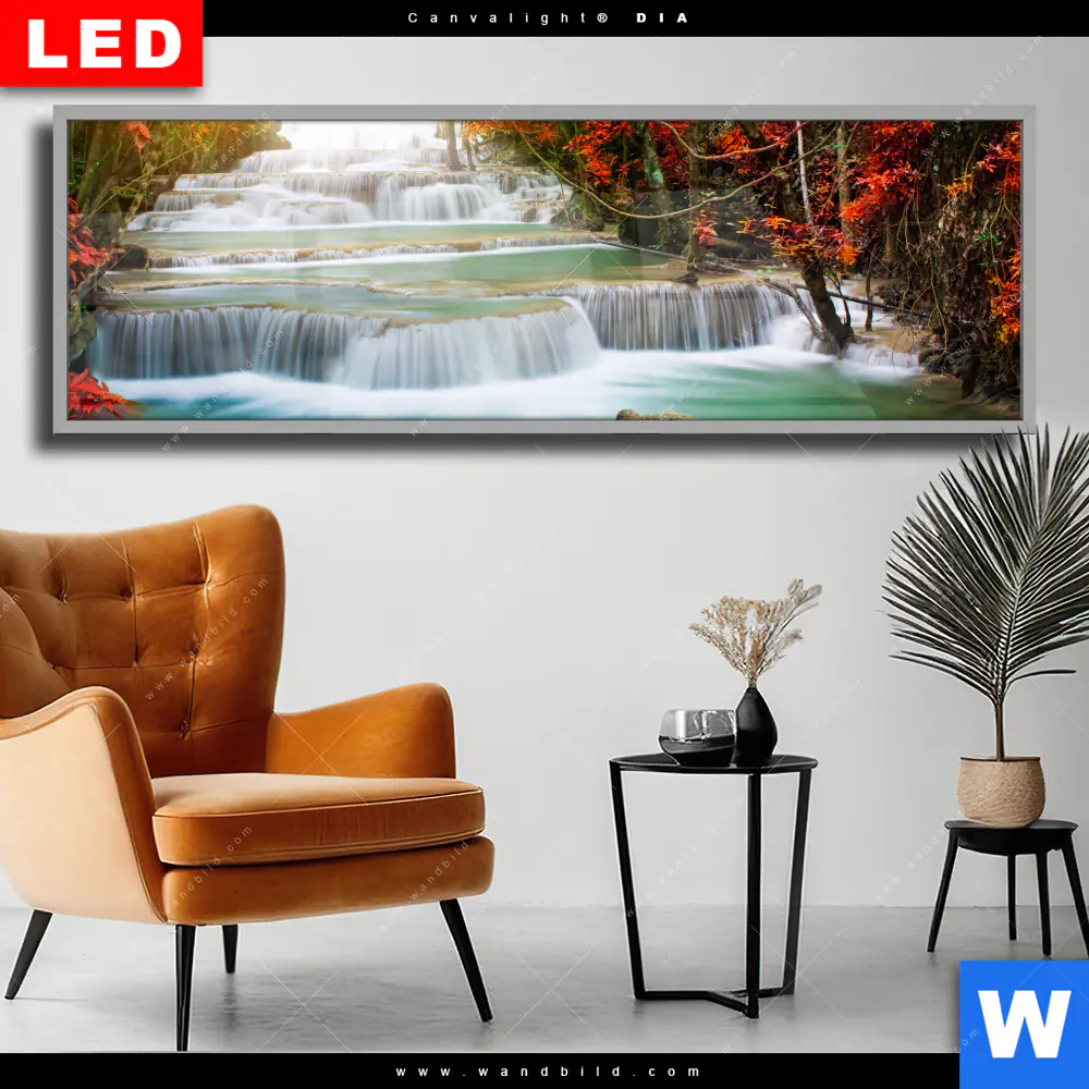 Wechselmotiv Acrylglas Canvalight® DIA | Wald & Wasserfall No. 5 | Panorama