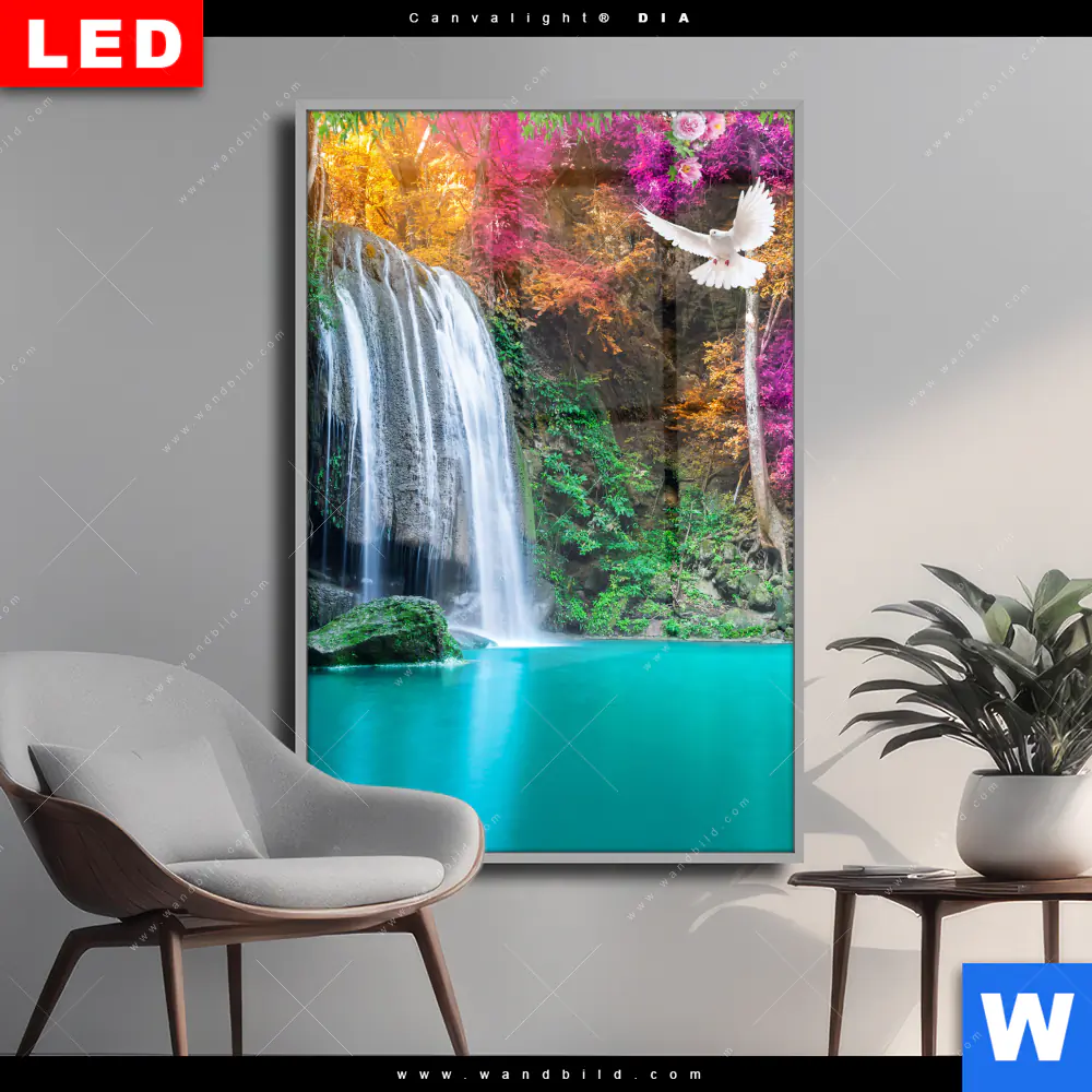 Wechselmotiv Acrylglas Canvalight® DIA | Wald & Wasserfall No. 7 | Hochformat