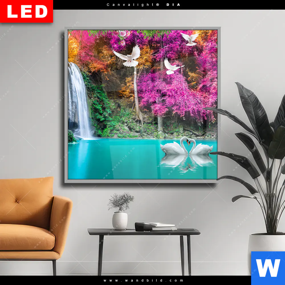 Wechselmotiv Acrylglas Canvalight® DIA | Wald & Wasserfall No. 7 | Quadrat