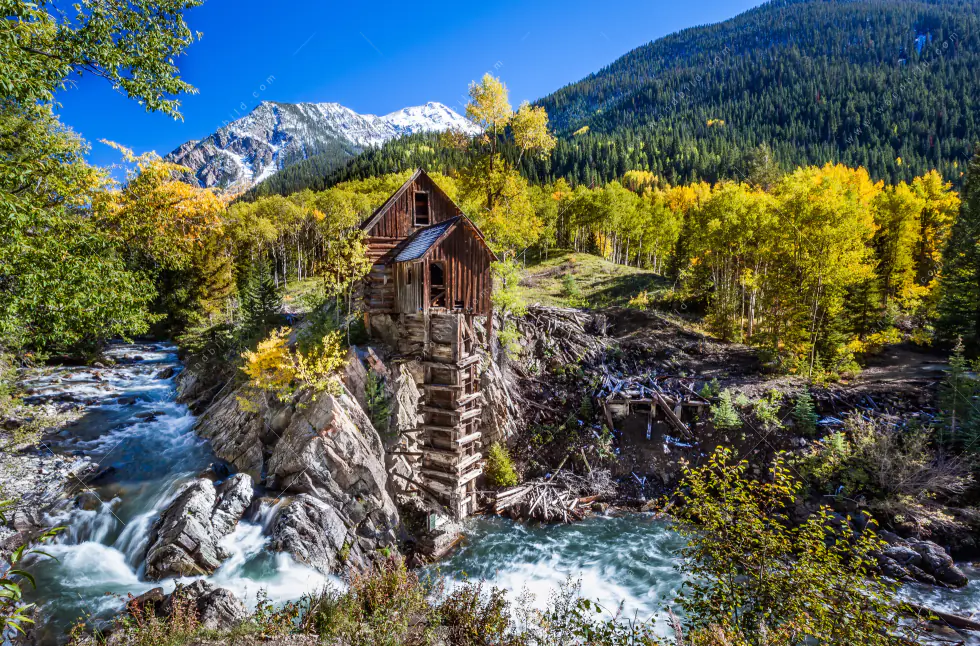 Wechselmotiv Acrylglas Canvalight® DIA | Waldhütte am Fluss | Panorama - Image 5